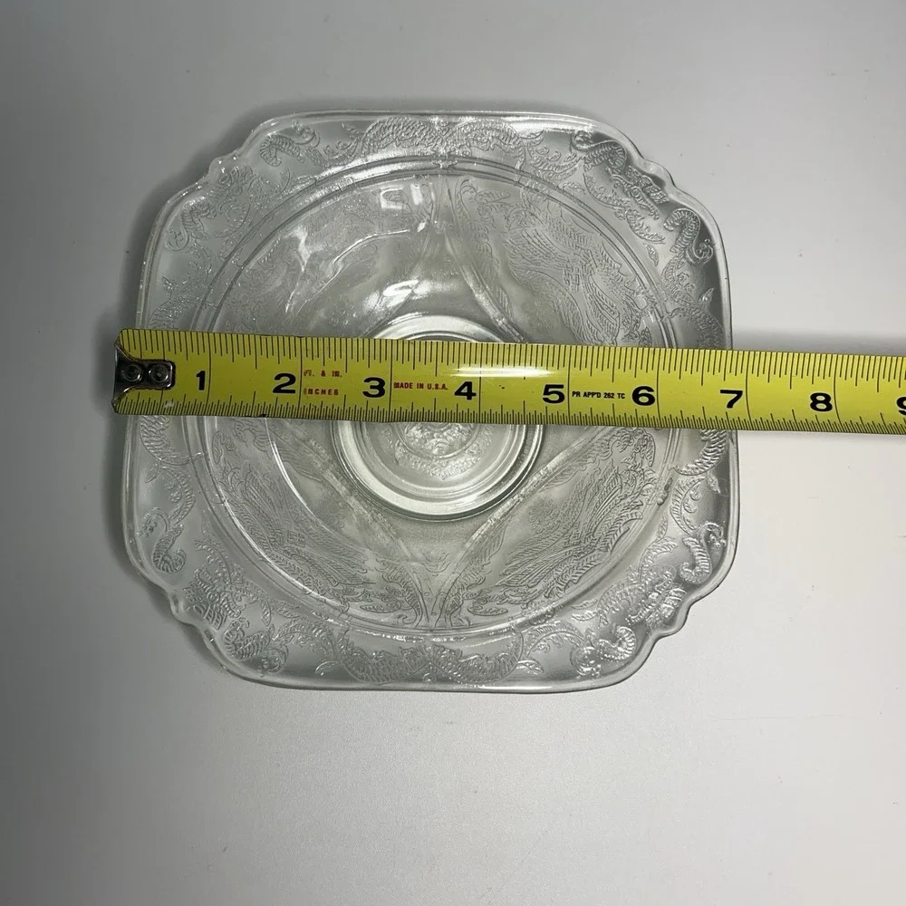 2-Vtg Indiana Glass Recollection Madrid Depression Clear Square‎ Bowls Madrid 7
